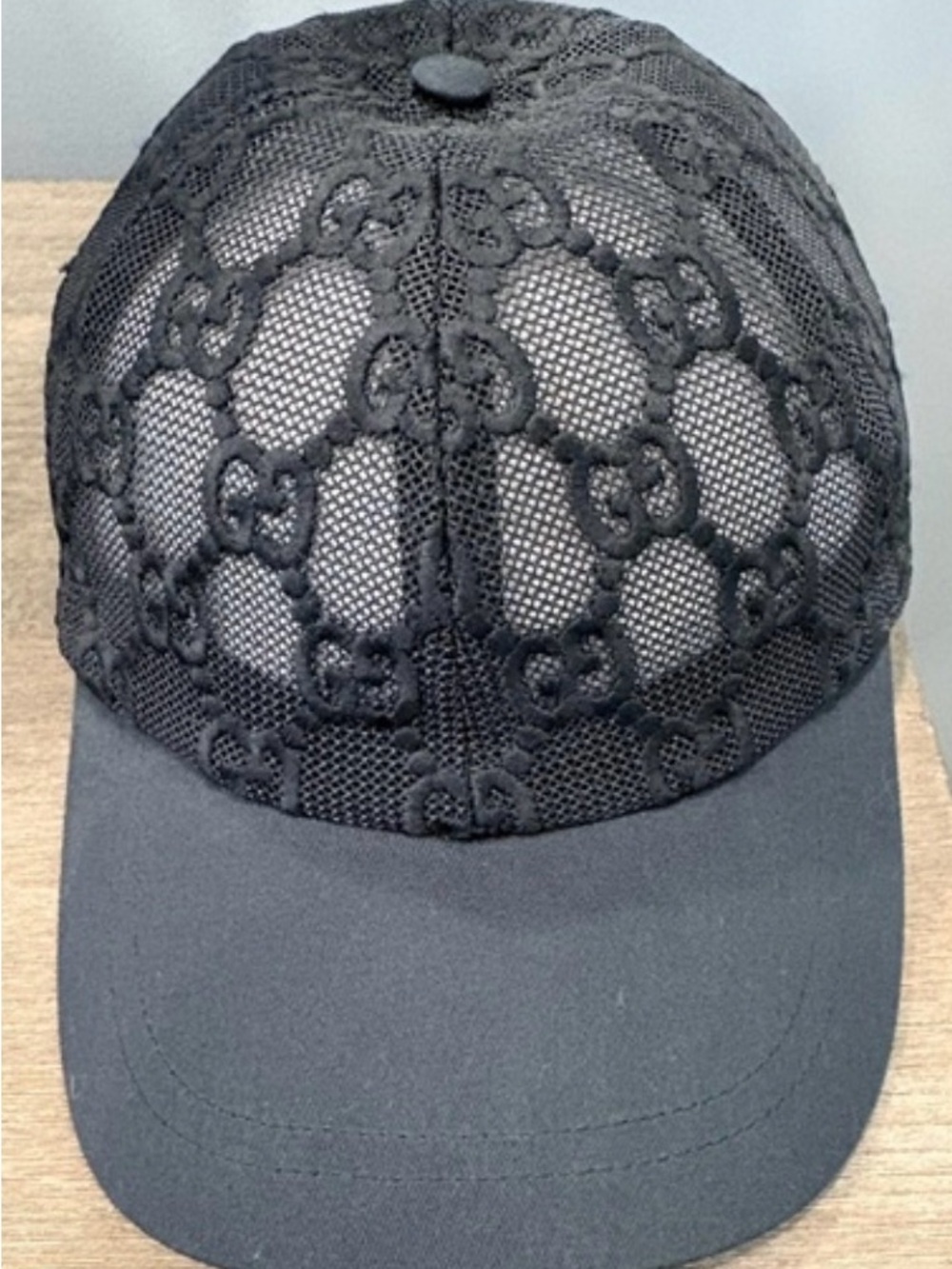 Gucci Black Lace Monogram Baseball Cap
